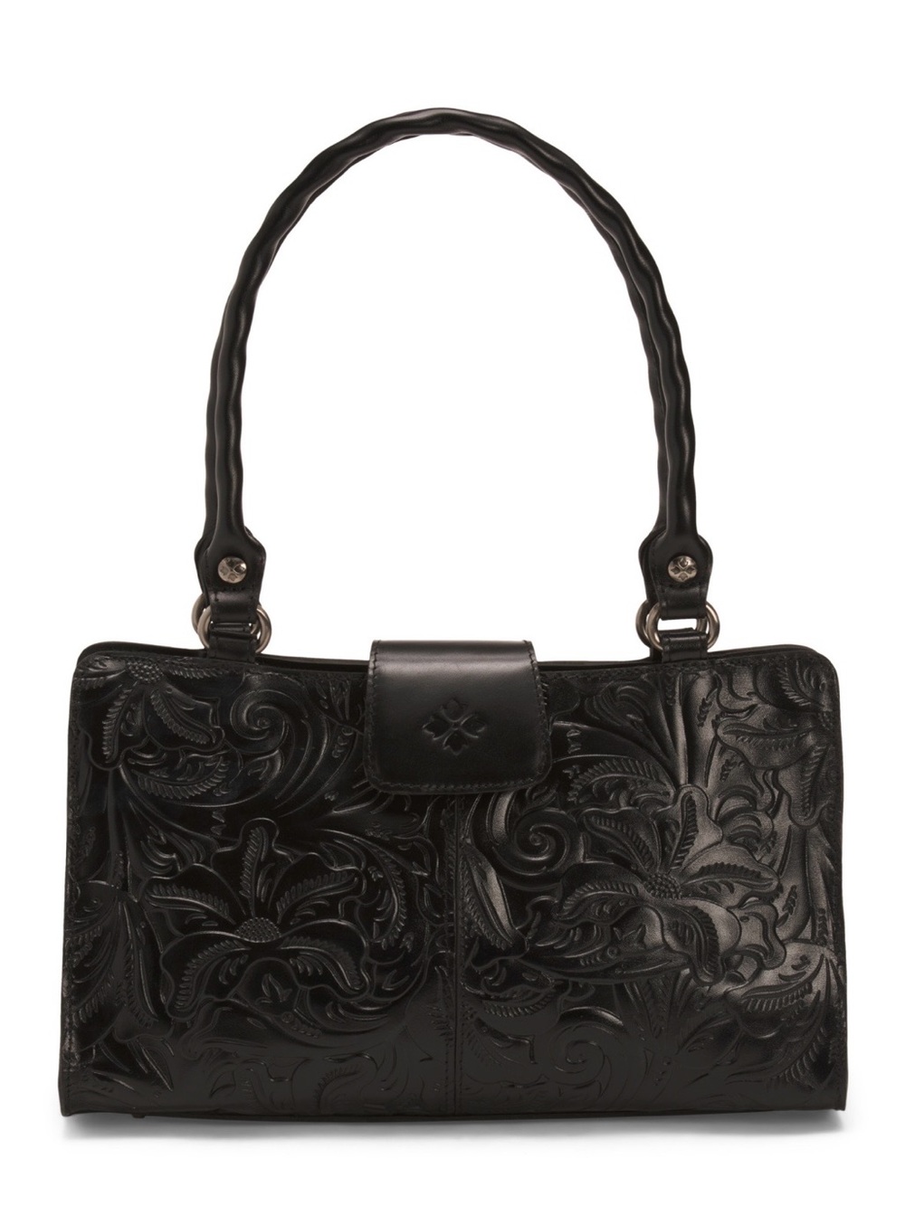 Patricia Nash Black Embossed Leather Shoulder Bag